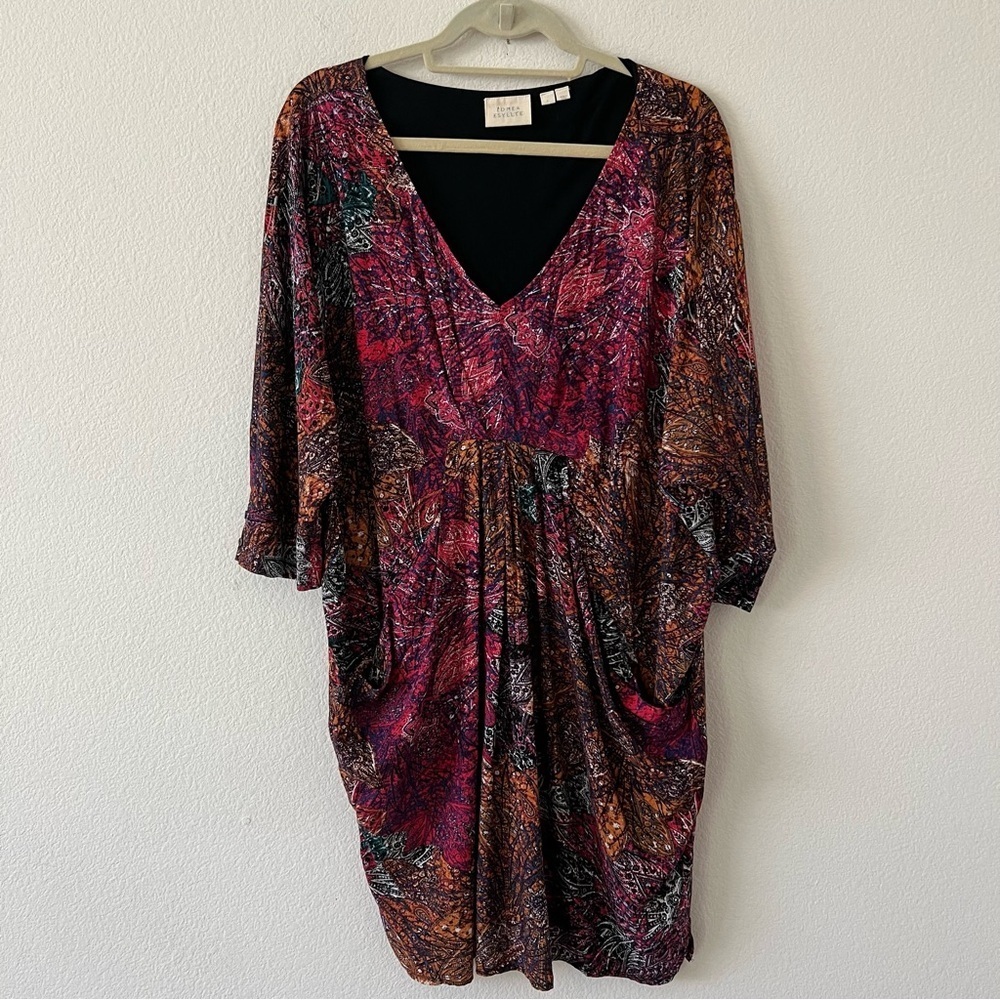 Anthropologie Edme & Esyllte Chromatique Abstract Shift Dress Boho Large - Picture 6 of 16